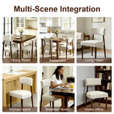 BONBEUR Wooden Dining Chairs Set of 8, Modern Farmhouse Upholstered Kitchen Side Chairs with Linen Fabric and Solid Rubberwood Legs, Open Backrest Dining Room Chairs, Cream White