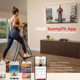 Sunny Health & Fitness Smart Air Walker Elliptical, Low-Impact 30-Inch Stride Home Glider Machine, Senior Cross Trainer for Indoor Cardio Exercise, Free SunnyFit App Bluetooth Connection- SF-E902SMART