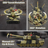 NIWOTA 2.4G Remote Control Army Tank-8 Channels 1:28 RC Tank that Shoot with Toy Soldiers, Auto Demo, Rotating Turret,Light&Sound, All-Terrain RC Military Vehicle Toys Gift for Boys Ages 6 8 9 12