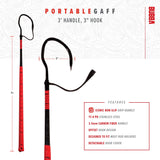 Portable Gaff with Stainless Steel Offset Hook, Non-Slip Grip Handle and Carbon Fiber Shaft for Fishing, Boating and Outdoors BUBBA