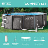 INTEX 26741EP Prism Frame 15 ft x 48 in Above Ground Pool Set, Round Swimming Pool with Steel Frame, 1000 GPH Cartridge Filter Pump, Ladder, Cover, & Ground Cloth