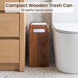 iEGrow 3 Gallon Wooden Trash Can, Small Wood Waste Basket with Liner Acacia