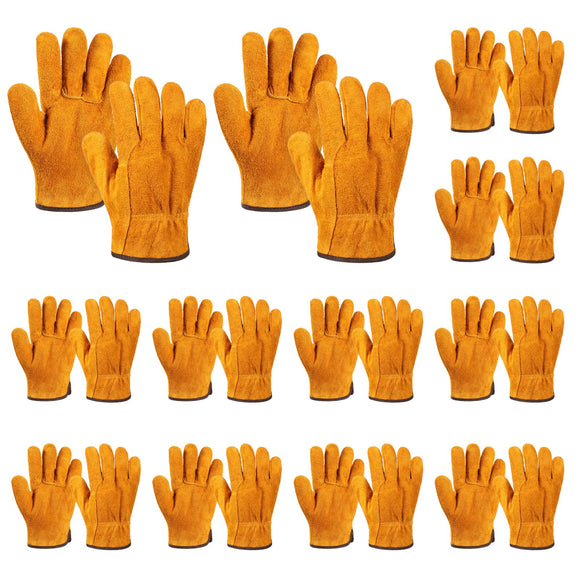 12 Pairs Leather Work Gloves for Men Women Gardening Gloves Construction Gloves for Wood cutting, Driving, Gardening