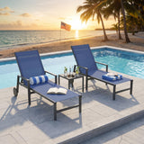 PURPLE LEAF Patio Chaise Lounge with Wheels & Armrests, Turquoise Blue