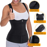 GAODI Women Waist Trainer Vest Slim Corset Neoprene Sauna Tank Top Zipper Workout Body Shaper Shirt (L, Black Sauna Vest)
