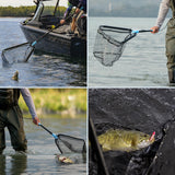Calamus Triangle Fishing Net, Foldable, Lightweight & Strong Landing Net with Non-Slip Elastomer Handle, Built-in Elastic Lanyard and Belt Clip, Fishing Gear - Gift for Men