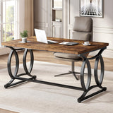 HSH Modern Home Office Computer Desk, Rustic Brown Wood Writing Desk, 47”