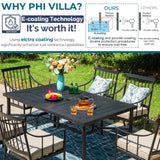 PHI VILLA 7 Piece Patio Dining Set, 64" Steel Table