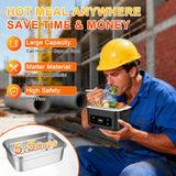 Heated Lunch Box,Electric Lunch Box, Lunch Box Battery Powered, Pro 24000mah,5.5 Cups Portable Food Heater-3D-5 Side Heating-Intelligent Temperature Control,Suitable For Trucks,Offices(Black/White)