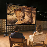 XIAOHUI Outdoor 150inch Projector Screen with Stand, Portable Projector Screen with Carry Bag Windproof Fixing Rope, Indoor 4K HD Movie Projection Screen for Room Outside Home Theater Backyard, 16:9