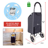 dbest Products Trolley Dolly Sport – Foldable Grocery Cart on Wheels – Multi Use Rolling Cart with Removable Bag and Hand Truck Dolly Function, Black