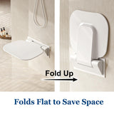Neohomee Folding Shower Seat Wall Mounted 15.7" Wide Shower Chair Foldable with Bistable Embedded Bracket, 440lb Capacity, Safety Bench for Adults (White)