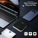 TONGVEO Bluetooth Conference Speaker with Microphone, AI Noise Cancelling USB/Wireless Speakerphone for PC, 4 Mics 360° Voice Pickup, 24H for Zoom, Teams, Home Office Meeting Room