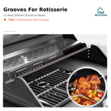 MFSTUDIO 4 Burners Propane Gas Grill and Griddle Combo with Side Burner, 2 in 1 Griddle Grill and Porcelain-Enameled Cast Iron Grates, Black