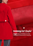 ATLASLAVA Women Rain Jacket Waterproof Raincoat with Hood Breathable Long Windbreaker Trench Coat Red L