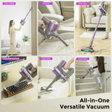 WLOTPO Vacuum Cleaners for Home,Cordless Vacuum Cleaner,Lightweight Stick Vacuum Cordless Rechargeable,Self-Standing Design,LED Touch Screen,Vacuum for Hardwood Floors,Carpet,Pet Hair(Purple)