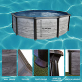 Puri Tech 24' x 52" Sunset Bay Above Ground Swimming Pool Package with Full-Print Overlap Liner, Liner Pad, Pool Cove, Skimmer, Filtration System and A-Frame Ladder for Complete Backyard Pool Setup