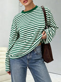 Womens Long Sleeve Tops Oversized Striped T Shirts Y2K Fall Clothes 2XL