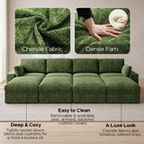 ReeQuo 150" Oversized Sleeper Sofa Cloud Couch Modular Sectional Sofa Green