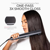TYMO 2.0 Flat Iron Hair Straightener for Women - 1” Long Ceramic Professional 2 in 1 Straightener and Curler for Fast, Smooth Styling, Innovative Hollow Design to Boost Curls, 500M Ionic, Black