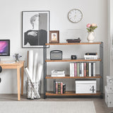 Bookshelf,4-Tier Industrial Bookcase,Rustic Wood and Metal Open Display Book Shelves Home Office