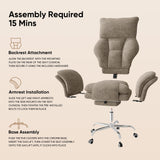 Cross Legged Office Chair with Footrest, Big and Tall Comfy Ergonomic Reclining Executive Chair Wide Seat with Flip-Down Armrests