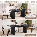 LEYAOYAO Extendable Dining Table for 4-6,63"–79" with Fluted Base(Black)