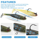Gibtikoy 5 Pcs Pre-Rigged Soft Fishing Lures, 3.5In Paddle Tail Jig Heads Swim Bait, Realistic Movement Easy Catch Fishing jigs Lure, Fishing Baits for Freshwater Saltwater Bass Trout Baits