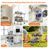 NTE 3 Tier Heavy Duty Rolling Utility Cart on Wheels, 990Lbs Capacity Rolling Wire Cart, Kitchen Carts on Wheels, NSF Commercial Metal Serving Cart with Handle and Shelf Liners for Kitchen, Restaurant