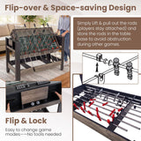 GYMAX 3 in 1 Multi Game Table, Swivel Combo Game Table with Foosball, Billiards & Table Tennis, Rod Storage Rack, Space-Saving Design for Family Night, Home, Game Room, Office