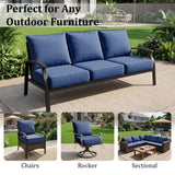 LOOFRA 6" Thick Outdoor Chair Cushions, 24 x24 Inch Patio Furniture Cushions Set of 6 with Water Resistant & Removable Cover, UV Resistant, 30D High Density Sponge Patio Cushion, Blue