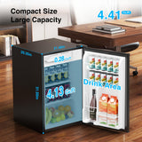 Kismile 4.41Cu.Ft Fridge with Freezer Compact Refrigerator Single Door Mini Fridge Adjustable Thermostat, Energy Saving (Black)