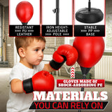 Adjustable Youth Punching Bag with Stand for Teens Ages 8–15 – 58" Reflex Boxing Training Set with Gloves & Pump, Standing Boxing Equipment