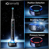 Oral-B Rechargeable Electric Toothbrush, iO9 Limited Ultimate Clean, 7 Cleaning Modes, Interactive Display, iSense Charger, Charging Travel Case, Visible Pressure Sensor, 3 Brush Heads, Black