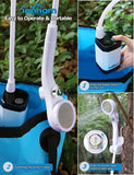 innhom Portable Camping Shower, 6000mAh Rechargeable Camp Shower Pump with LED Display, IPX7 Waterproof & 2 Spray Modes Electric Outdoor Shower for Hiking, Travel, Pet Bathing and Car Washing, White