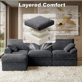 NABUMI 107'' Modular Sectional Sofa with Storage, L-Shaped Boneless Couch