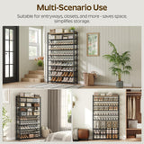 YATINEY 10-Tier Shoe Rack, 39.4" L Shoe Shelf for 45-50 Pairs of Shoes, Tall Shoe Storage Organizer with Metal Frame, Large Capacity Shoes Rack for Entryway, Closet, Rustic Brown and Black SS39BR