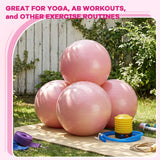 Leyndo 4 Pcs 26 Inch Yoga Exercise Ball Pilates Pregnancy Birthing Fitness Ball with Quick Pump Anti Burst for Improved Posture, Balance, Yoga, Pilates, Training(Light Pink)
