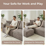115" Boneless Couch for Living Room, U-Shaped Sectional Cloud Sofa-Camel