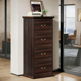 Tribesigns 4-Drawer File Filing Cabinet, Vertical File Cabinet Office Wood Filing Cabinet for A4 /Letter Size Narrow Tall File Storage, Walnut