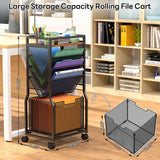8 Tier Rolling File Cart with Hanging File Folder Organizer, Mobile File Organizer with 2 Sides Access Bookcase, Beside/Under Desk File Organizer Cart with Wheels for Office Home School Organization DAOUTIME
