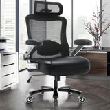 Big and Tall Office Chair 600lbs with 3D Flip Arms Adjustable Headrest - Heavy Duty Large Wheels Executive Computer Desk Chair