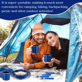 Nuogo 12 Pcs Enamel Camping Tableware Set Dinnerware Kit Includes 12 oz Coffee Mugs Camping Plates Bowls and Utensils Set with Knife Fork Spoon for 2 People Hiking Picnic Outdoor(Blue)