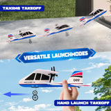 LEFEI Rc Plane, Remote Control Airplane for Boys Kids 8-12 Adults Toy Flying Airplane Skyriders Rc Jet Easy to Fly Outdoor Glider for Kids & Beginners (White)