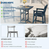 Garvee Outdoor Patio Bar Height Chair Set of 4, All-Weather HDPE Bar Height Barstools Widened Chair Set, Adirondack Chairs Set with Widened Armrests for Garden, Poolside, Bistro