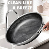 OATOFP Non Stick Frying Pans 12 inch, Hybrid Improved Version Frying Pans Nonstick with Lid,non stick Stainless Steel Skillets, Dishwasher and Oven-Safe Chef Pan, PFOA Free Cookware upgraded design