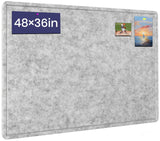 Large Cork Bulletin Board 48" x 36", Felt Pin Board, Silver Gray