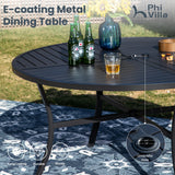 PHI VILLA Patio Dining Set for 6, 54'' Round Table & Swivel Chairs, Grey