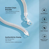 Porment Italy S925 Sterling Silver Bracelet for Women, 5mm Mesh Link Chain Bracelet Solid S925 Sterling Silver for Women Birthday Valentines Christmas Jewelry Gifts 8.5"