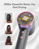 Rudd Hair Dryer with Diffuser, High Speed Hair Dryer with Display, 160000 RPM Brushless Motor for Fast Drying, 500 Million Negative Inoic Low Noise, Grey